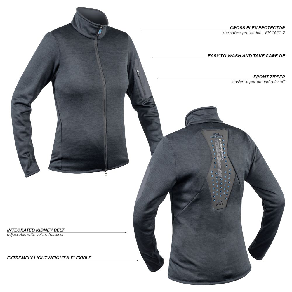 Komperdell - Ladies Full Zip Sweater with Back Protection